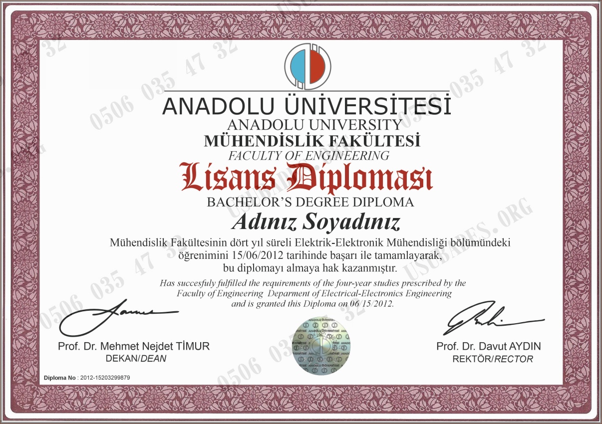 Anadolu Lisans Eski Diploma