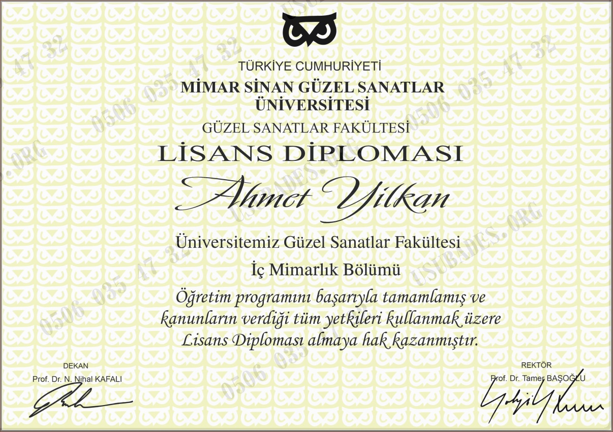 Mimar Sinan Üniversitesi Diploma